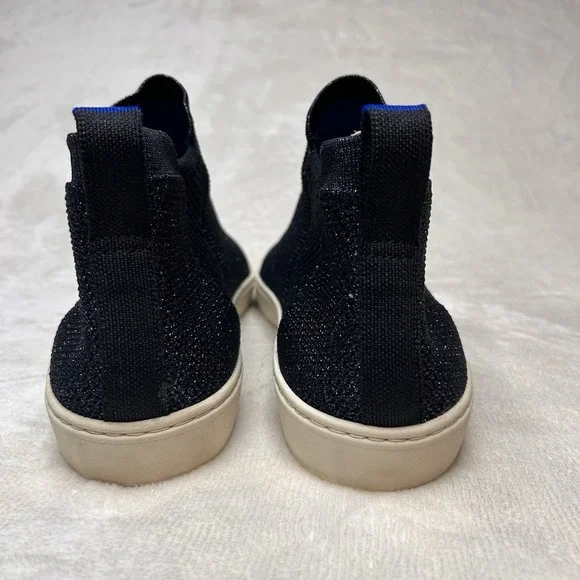 Rothy's Blue Metallic Lattice Stitch Chelsea Sneakers High Tops Shoe Size 12 - Picture 2 of 12